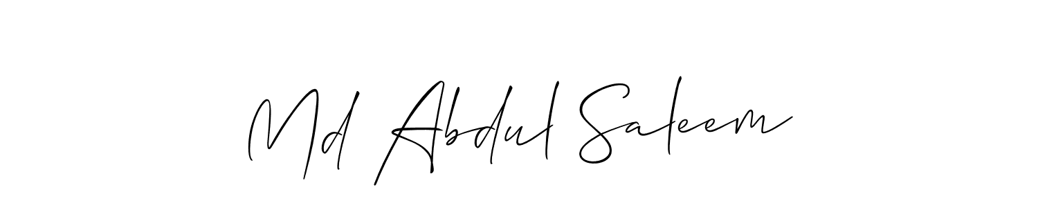 The best way (Allison_Script) to make a short signature is to pick only two or three words in your name. The name Md Abdul Saleem include a total of six letters. For converting this name. Md Abdul Saleem signature style 2 images and pictures png