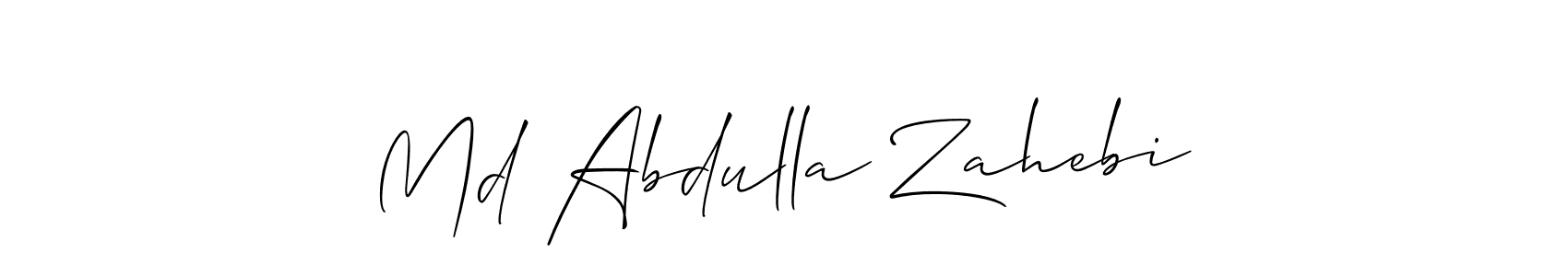 Create a beautiful signature design for name Md Abdulla Zahebi. With this signature (Allison_Script) fonts, you can make a handwritten signature for free. Md Abdulla Zahebi signature style 2 images and pictures png