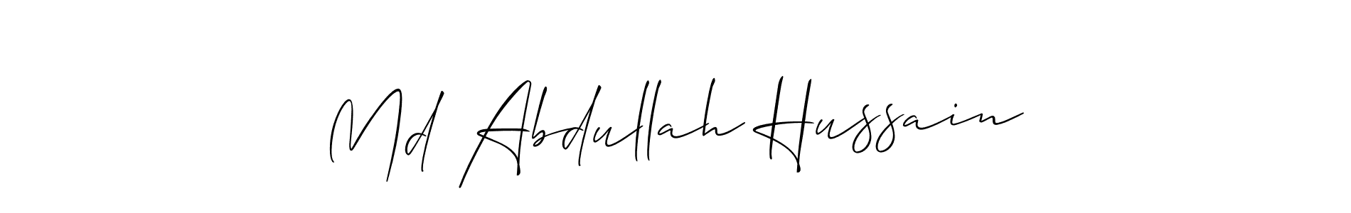 The best way (Allison_Script) to make a short signature is to pick only two or three words in your name. The name Md Abdullah Hussain include a total of six letters. For converting this name. Md Abdullah Hussain signature style 2 images and pictures png