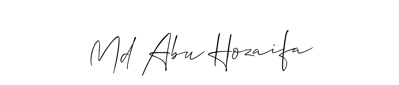 Allison_Script is a professional signature style that is perfect for those who want to add a touch of class to their signature. It is also a great choice for those who want to make their signature more unique. Get Md Abu Hozaifa name to fancy signature for free. Md Abu Hozaifa signature style 2 images and pictures png