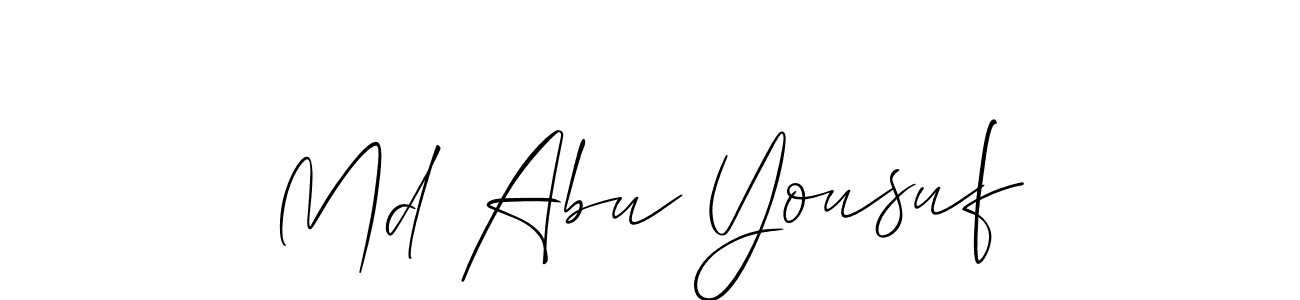 This is the best signature style for the Md Abu Yousuf name. Also you like these signature font (Allison_Script). Mix name signature. Md Abu Yousuf signature style 2 images and pictures png