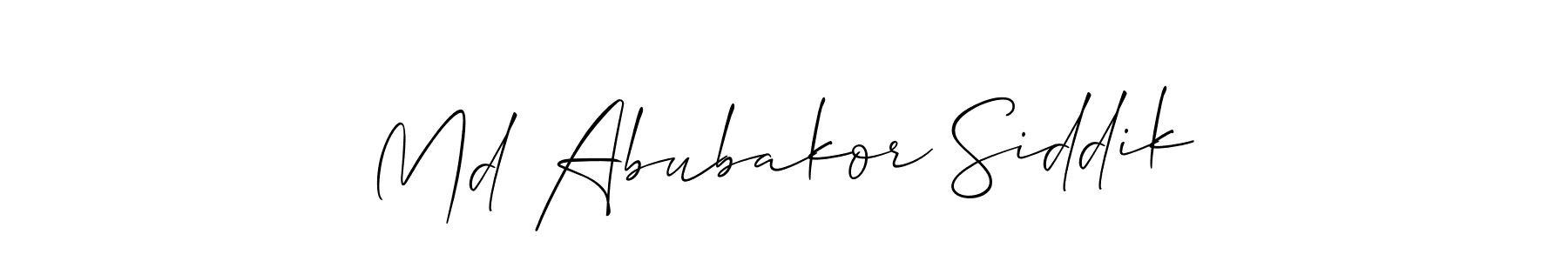 Create a beautiful signature design for name Md Abubakor Siddik. With this signature (Allison_Script) fonts, you can make a handwritten signature for free. Md Abubakor Siddik signature style 2 images and pictures png