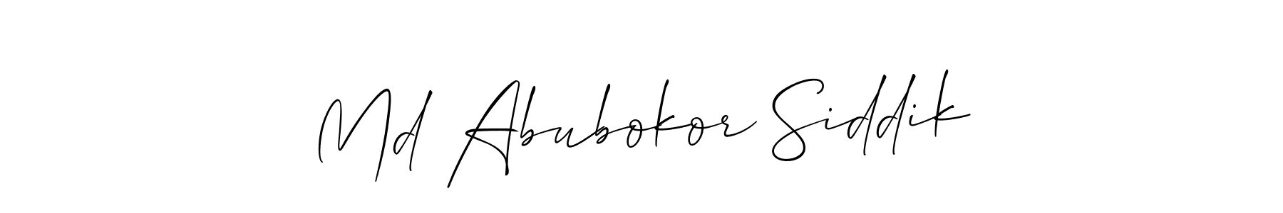 This is the best signature style for the Md Abubokor Siddik name. Also you like these signature font (Allison_Script). Mix name signature. Md Abubokor Siddik signature style 2 images and pictures png