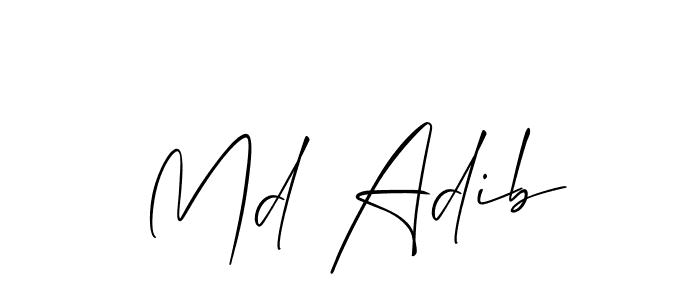 Use a signature maker to create a handwritten signature online. With this signature software, you can design (Allison_Script) your own signature for name Md Adib. Md Adib signature style 2 images and pictures png