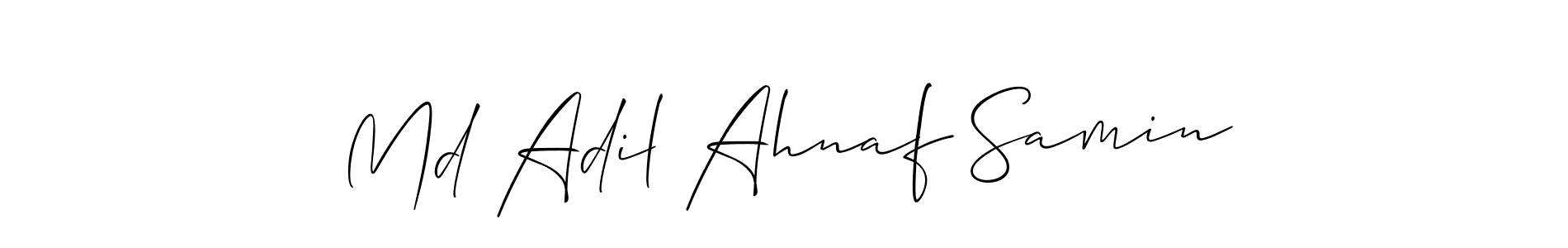 Make a beautiful signature design for name Md Adil Ahnaf Samin. With this signature (Allison_Script) style, you can create a handwritten signature for free. Md Adil Ahnaf Samin signature style 2 images and pictures png