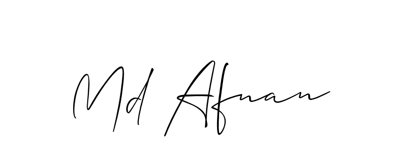 Use a signature maker to create a handwritten signature online. With this signature software, you can design (Allison_Script) your own signature for name Md Afnan. Md Afnan signature style 2 images and pictures png