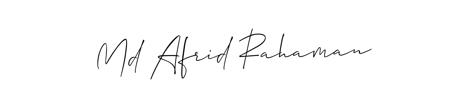 Make a beautiful signature design for name Md Afrid Rahaman. With this signature (Allison_Script) style, you can create a handwritten signature for free. Md Afrid Rahaman signature style 2 images and pictures png