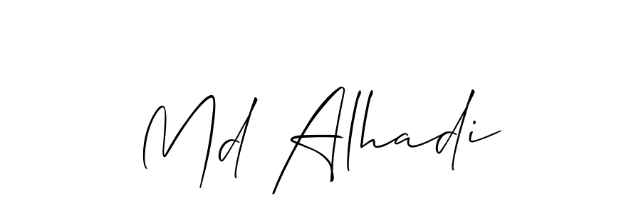 Create a beautiful signature design for name Md Alhadi. With this signature (Allison_Script) fonts, you can make a handwritten signature for free. Md Alhadi signature style 2 images and pictures png