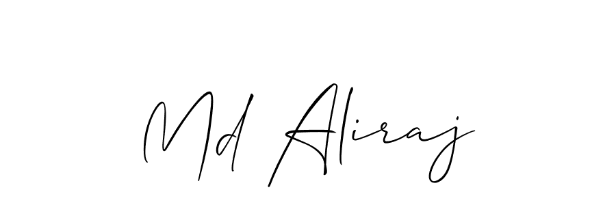 The best way (Allison_Script) to make a short signature is to pick only two or three words in your name. The name Md Aliraj include a total of six letters. For converting this name. Md Aliraj signature style 2 images and pictures png