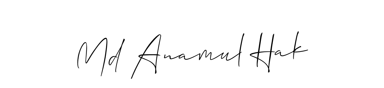 Make a short Md Anamul Hak signature style. Manage your documents anywhere anytime using Allison_Script. Create and add eSignatures, submit forms, share and send files easily. Md Anamul Hak signature style 2 images and pictures png