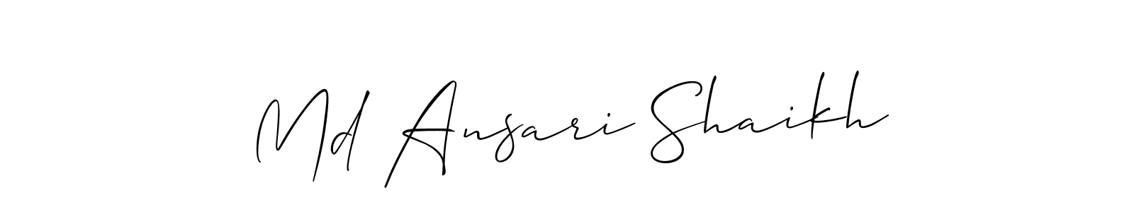The best way (Allison_Script) to make a short signature is to pick only two or three words in your name. The name Md Ansari Shaikh include a total of six letters. For converting this name. Md Ansari Shaikh signature style 2 images and pictures png
