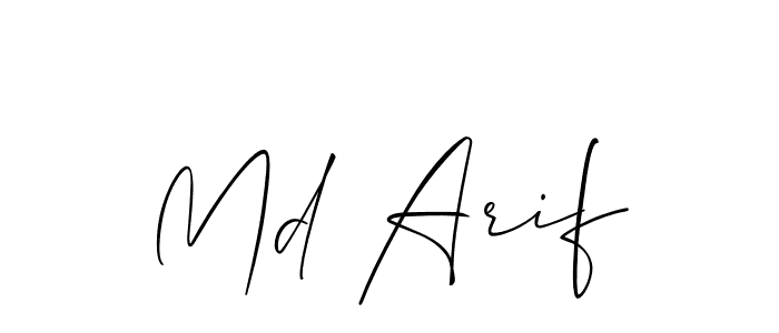 Make a beautiful signature design for name Md Arif. With this signature (Allison_Script) style, you can create a handwritten signature for free. Md Arif signature style 2 images and pictures png