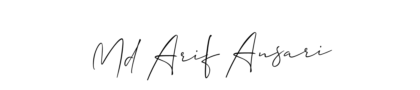 Allison_Script is a professional signature style that is perfect for those who want to add a touch of class to their signature. It is also a great choice for those who want to make their signature more unique. Get Md Arif Ansari name to fancy signature for free. Md Arif Ansari signature style 2 images and pictures png