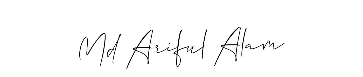 This is the best signature style for the Md Ariful Alam name. Also you like these signature font (Allison_Script). Mix name signature. Md Ariful Alam signature style 2 images and pictures png