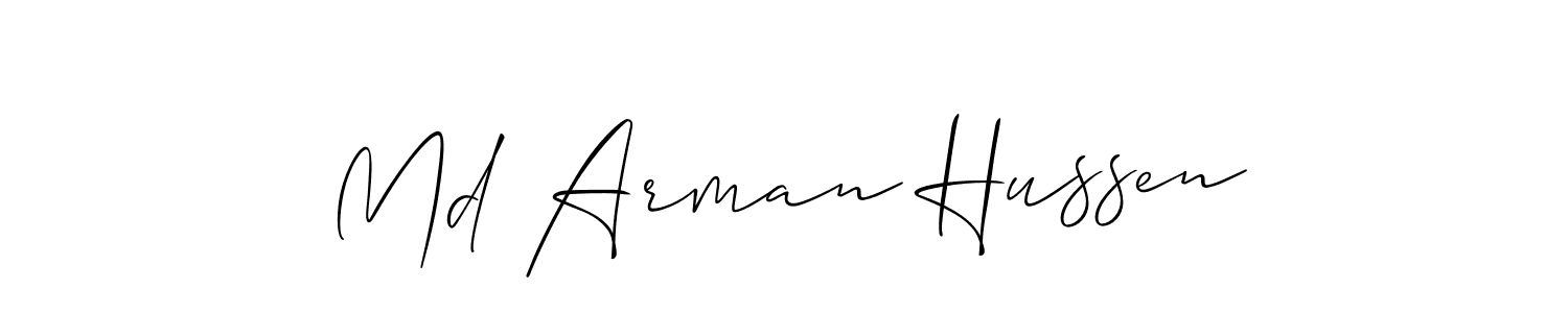 It looks lik you need a new signature style for name Md Arman Hussen. Design unique handwritten (Allison_Script) signature with our free signature maker in just a few clicks. Md Arman Hussen signature style 2 images and pictures png