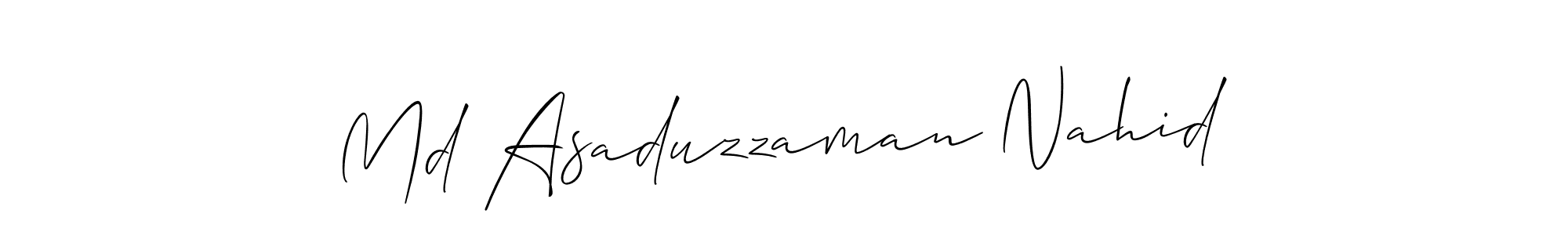 Create a beautiful signature design for name Md Asaduzzaman Nahid. With this signature (Allison_Script) fonts, you can make a handwritten signature for free. Md Asaduzzaman Nahid signature style 2 images and pictures png