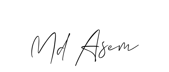 Design your own signature with our free online signature maker. With this signature software, you can create a handwritten (Allison_Script) signature for name Md Asem. Md Asem signature style 2 images and pictures png