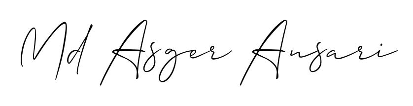 The Allison_Script typeface gives name Md Asger Ansari a refined look. Suitable for certificates, diplomas, and official verification. Md Asger Ansari signature style 2 images and pictures png