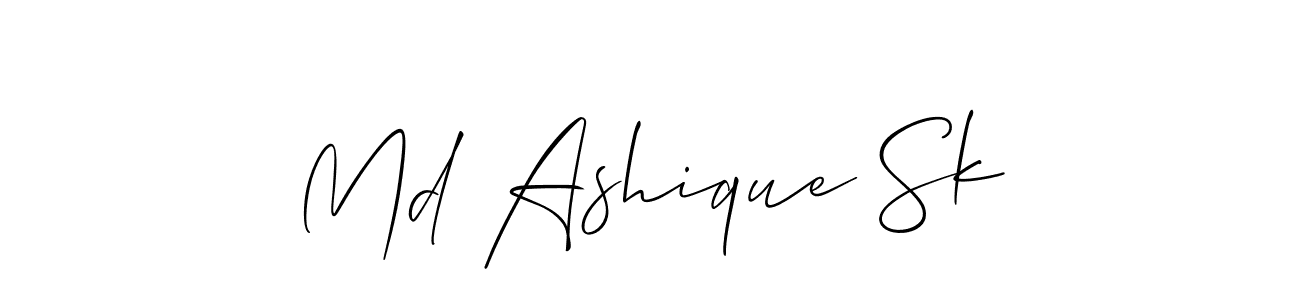 Create a beautiful signature design for name Md Ashique Sk. With this signature (Allison_Script) fonts, you can make a handwritten signature for free. Md Ashique Sk signature style 2 images and pictures png