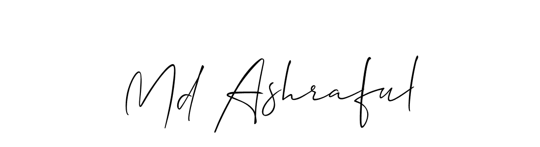 The best way (Allison_Script) to make a short signature is to pick only two or three words in your name. The name Md Ashraful include a total of six letters. For converting this name. Md Ashraful signature style 2 images and pictures png