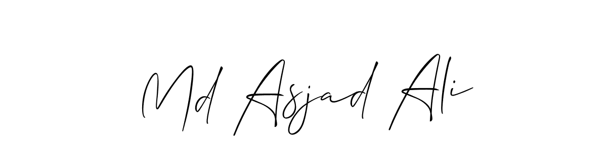 Similarly Allison_Script is the best handwritten signature design. Signature creator online .You can use it as an online autograph creator for name Md Asjad Ali. Md Asjad Ali signature style 2 images and pictures png