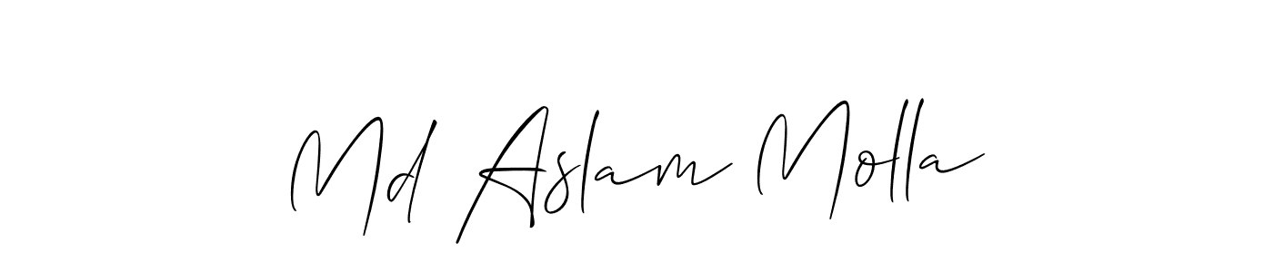 if you are searching for the best signature style for your name Md Aslam Molla. so please give up your signature search. here we have designed multiple signature styles  using Allison_Script. Md Aslam Molla signature style 2 images and pictures png