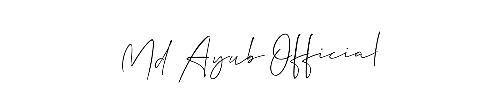 Use a signature maker to create a handwritten signature online. With this signature software, you can design (Allison_Script) your own signature for name Md Ayub Official. Md Ayub Official signature style 2 images and pictures png