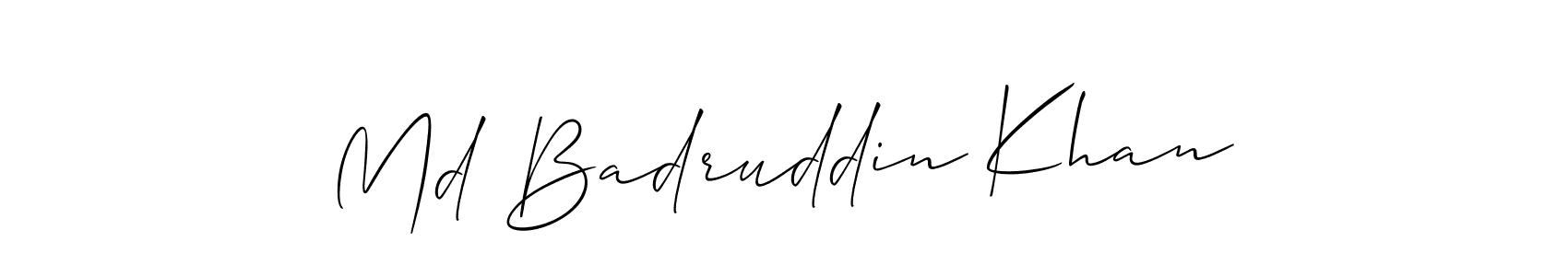 Allison_Script is a professional signature style that is perfect for those who want to add a touch of class to their signature. It is also a great choice for those who want to make their signature more unique. Get Md Badruddin Khan name to fancy signature for free. Md Badruddin Khan signature style 2 images and pictures png