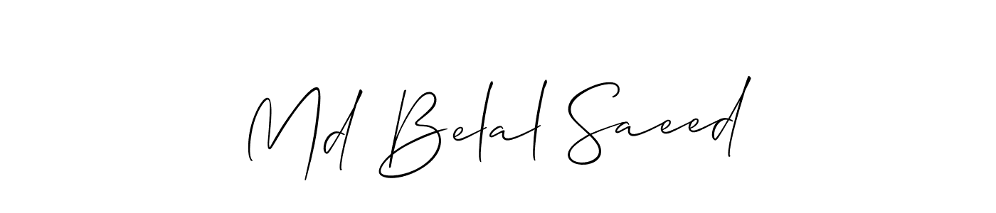 The best way (Allison_Script) to make a short signature is to pick only two or three words in your name. The name Md Belal Saeed include a total of six letters. For converting this name. Md Belal Saeed signature style 2 images and pictures png