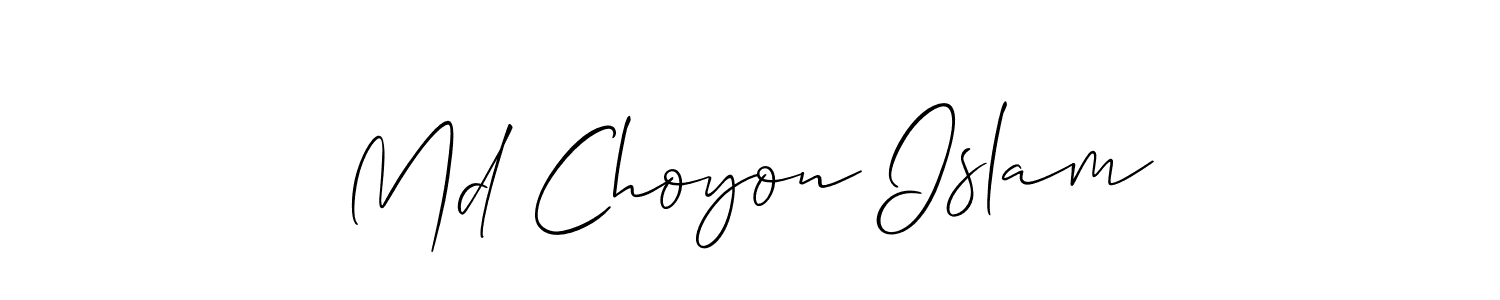 How to make Md Choyon Islam signature? Allison_Script is a professional autograph style. Create handwritten signature for Md Choyon Islam name. Md Choyon Islam signature style 2 images and pictures png