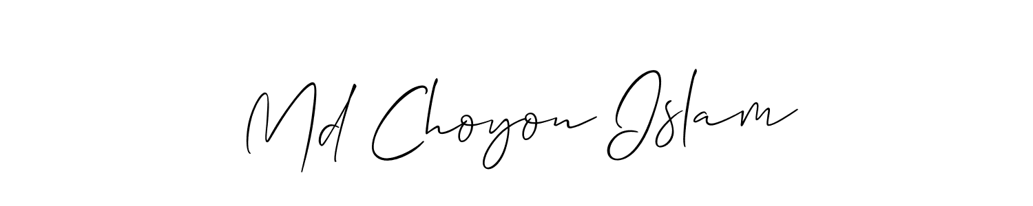 How to make Md Choyon Islam signature? Allison_Script is a professional autograph style. Create handwritten signature for Md Choyon Islam name. Md Choyon Islam signature style 2 images and pictures png