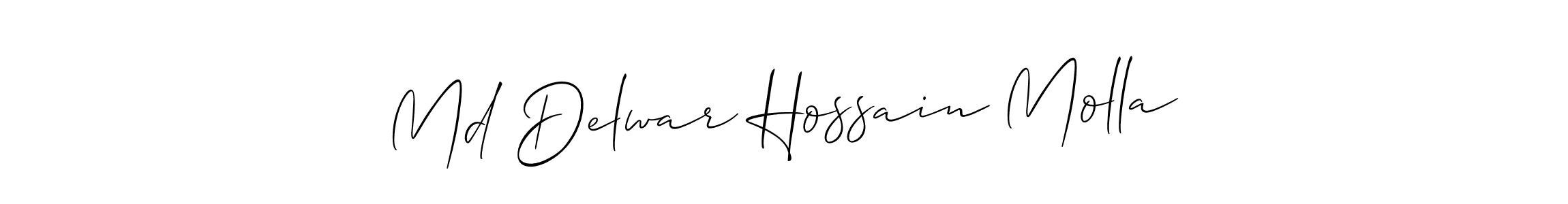 How to make Md Delwar Hossain Molla name signature. Use Allison_Script style for creating short signs online. This is the latest handwritten sign. Md Delwar Hossain Molla signature style 2 images and pictures png