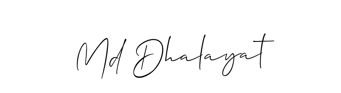 Make a short Md Dhalayat signature style. Manage your documents anywhere anytime using Allison_Script. Create and add eSignatures, submit forms, share and send files easily. Md Dhalayat signature style 2 images and pictures png
