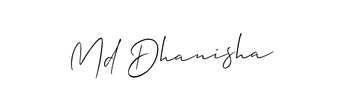 Make a beautiful signature design for name Md Dhanisha. With this signature (Allison_Script) style, you can create a handwritten signature for free. Md Dhanisha signature style 2 images and pictures png