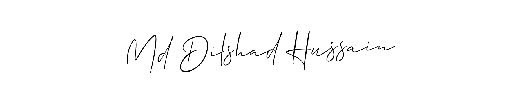 if you are searching for the best signature style for your name Md Dilshad Hussain. so please give up your signature search. here we have designed multiple signature styles  using Allison_Script. Md Dilshad Hussain signature style 2 images and pictures png