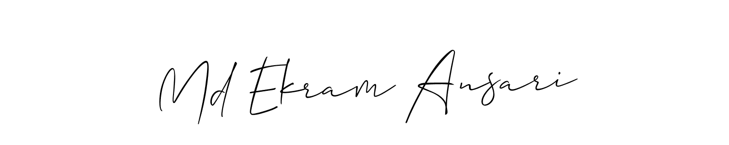 Make a beautiful signature design for name Md Ekram Ansari. With this signature (Allison_Script) style, you can create a handwritten signature for free. Md Ekram Ansari signature style 2 images and pictures png