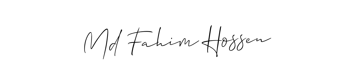 This is the best signature style for the Md Fahim Hossen name. Also you like these signature font (Allison_Script). Mix name signature. Md Fahim Hossen signature style 2 images and pictures png
