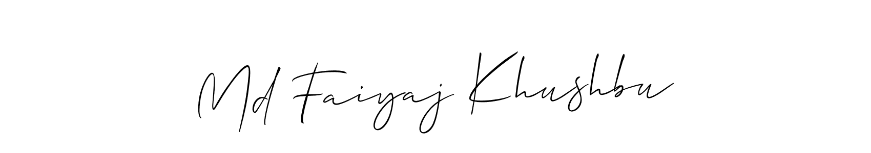 Create a beautiful signature design for name Md Faiyaj Khushbu. With this signature (Allison_Script) fonts, you can make a handwritten signature for free. Md Faiyaj Khushbu signature style 2 images and pictures png