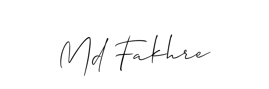 Also You can easily find your signature by using the search form. We will create Md Fakhre name handwritten signature images for you free of cost using Allison_Script sign style. Md Fakhre signature style 2 images and pictures png