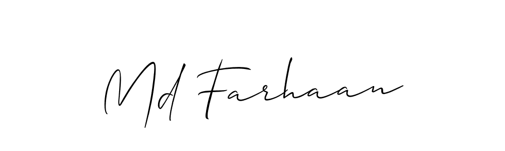 Use a signature maker to create a handwritten signature online. With this signature software, you can design (Allison_Script) your own signature for name Md Farhaan. Md Farhaan signature style 2 images and pictures png