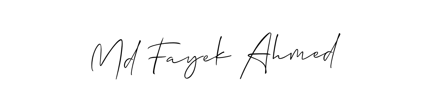 Make a beautiful signature design for name Md Fayek Ahmed. With this signature (Allison_Script) style, you can create a handwritten signature for free. Md Fayek Ahmed signature style 2 images and pictures png