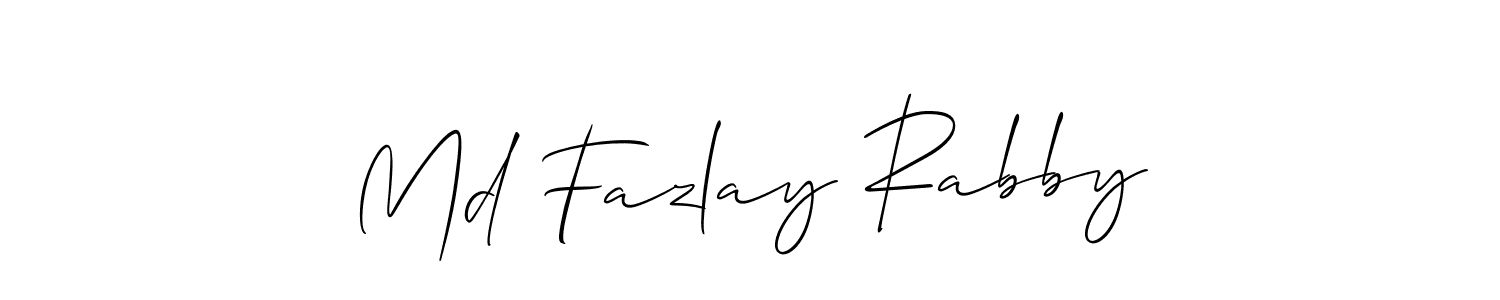 How to make Md Fazlay Rabby name signature. Use Allison_Script style for creating short signs online. This is the latest handwritten sign. Md Fazlay Rabby signature style 2 images and pictures png