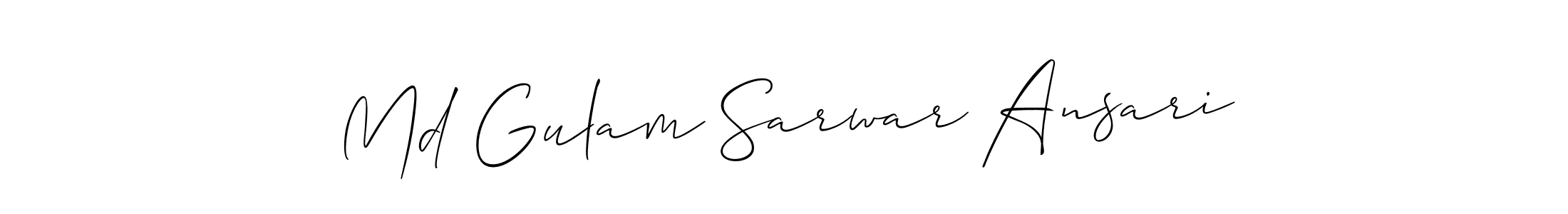 The best way (Allison_Script) to make a short signature is to pick only two or three words in your name. The name Md Gulam Sarwar Ansari include a total of six letters. For converting this name. Md Gulam Sarwar Ansari signature style 2 images and pictures png