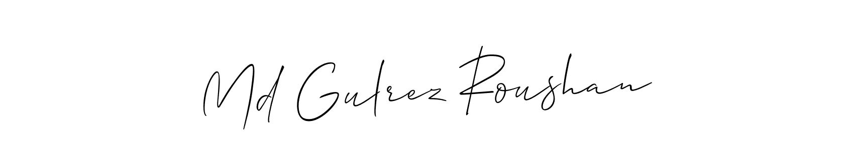 Use a signature maker to create a handwritten signature online. With this signature software, you can design (Allison_Script) your own signature for name Md Gulrez Roushan. Md Gulrez Roushan signature style 2 images and pictures png