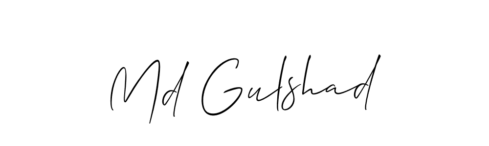 The best way (Allison_Script) to make a short signature is to pick only two or three words in your name. The name Md Gulshad include a total of six letters. For converting this name. Md Gulshad signature style 2 images and pictures png