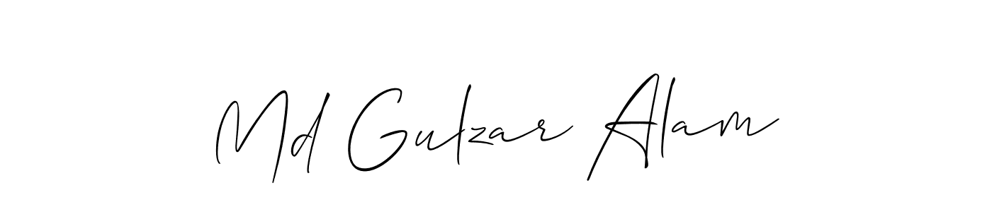 The best way (Allison_Script) to make a short signature is to pick only two or three words in your name. The name Md Gulzar Alam include a total of six letters. For converting this name. Md Gulzar Alam signature style 2 images and pictures png