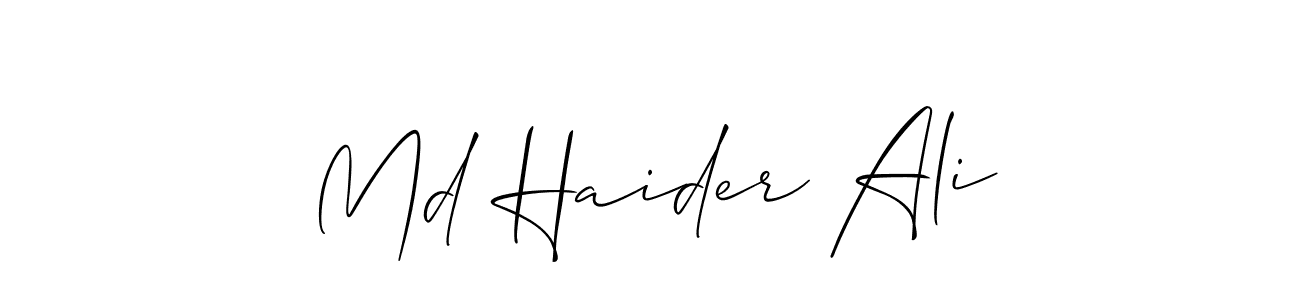 How to make Md Haider Ali name signature. Use Allison_Script style for creating short signs online. This is the latest handwritten sign. Md Haider Ali signature style 2 images and pictures png