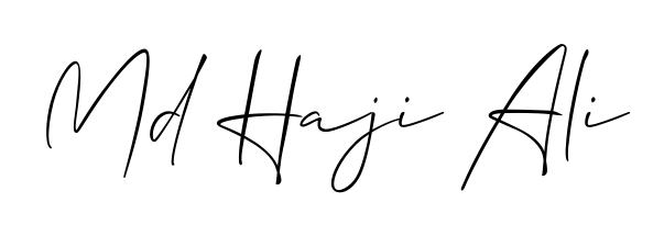 Try this chic Md Haji Ali handwritten sign style. Using Allison_Script font elements, it gives your name a sleek, memorable identity. Md Haji Ali signature style 2 images and pictures png