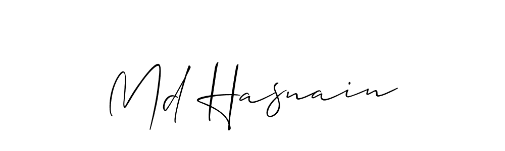 Use a signature maker to create a handwritten signature online. With this signature software, you can design (Allison_Script) your own signature for name Md Hasnain. Md Hasnain signature style 2 images and pictures png