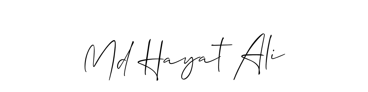 Create a beautiful signature design for name Md Hayat Ali. With this signature (Allison_Script) fonts, you can make a handwritten signature for free. Md Hayat Ali signature style 2 images and pictures png